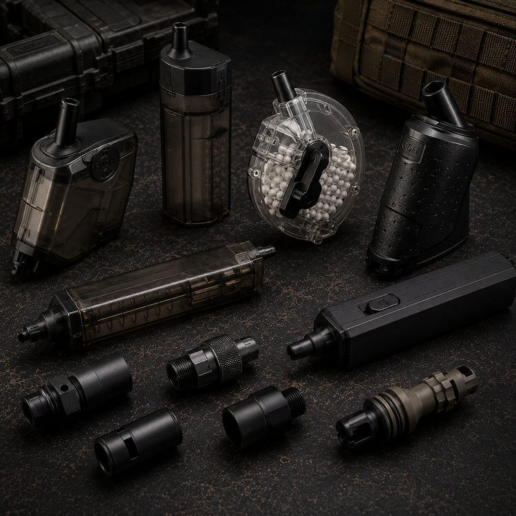 Shop airsoft speed loaders and adapters for quick, hassle-free magazine reloading. Compatible with a wide range of airsoft rifles, pistols, and magazines.