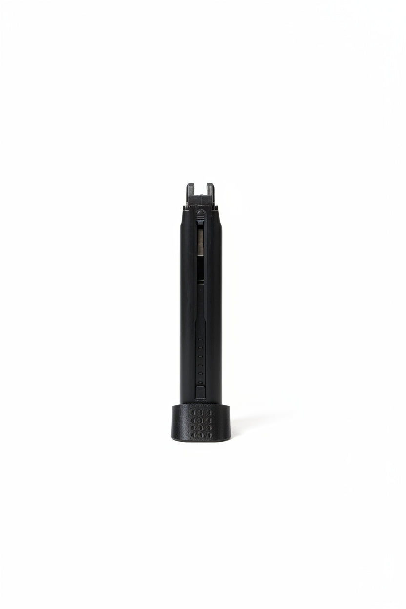 Durable 3D printed replacement baseplate for compatible Glock-style airsoft magazines.