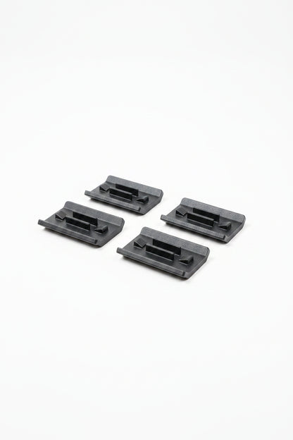 Black 3D printed M-LOK handguard cover for airsoft replica.