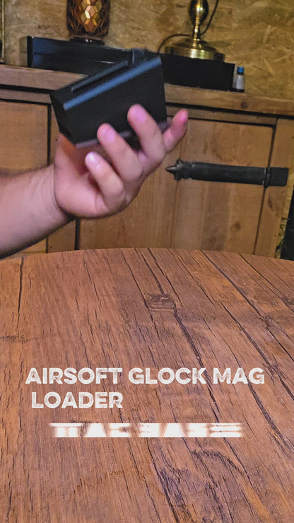 3d printed speed loader adapter to load glock style magazines for airsoft use. Quicker reload, tacbase, airsoft accessories