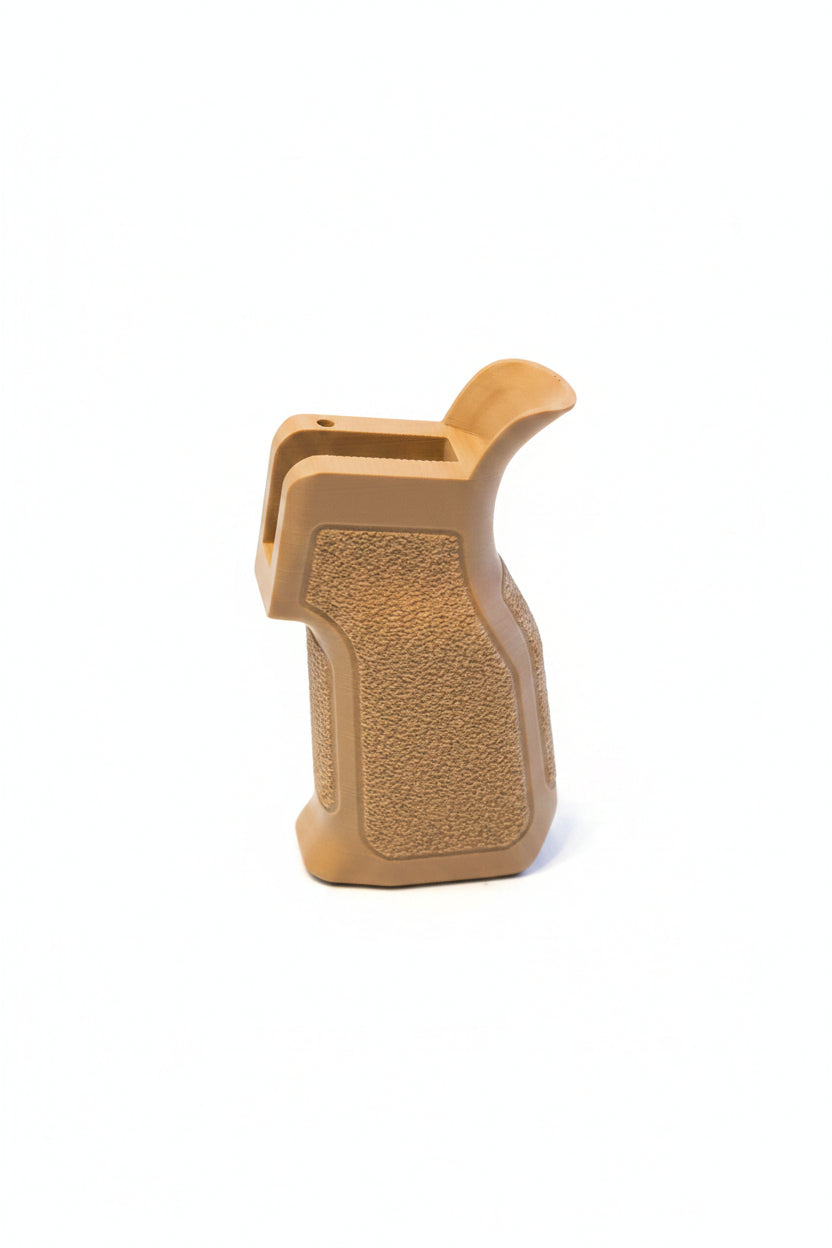 Airsoft 3D Printed Pistol Grip in Tan Colour. Fits Ar-15 Style Replicas. airsoft use only. Tacbase